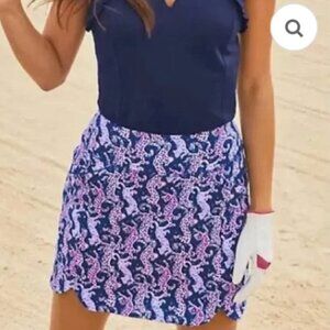 Lilly Pulitzer Skort Sabbia UPF 50+ Luxletic Oyster Bay Navy On The Catwalk, Sm